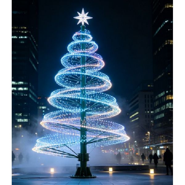 Warna-Pohon Natal Spiral Berubah